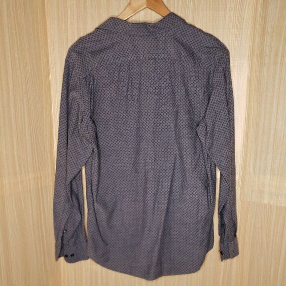Banana Republic Standard Fit grey Long Sleeve diamond print button down large - Picture 2 of 5